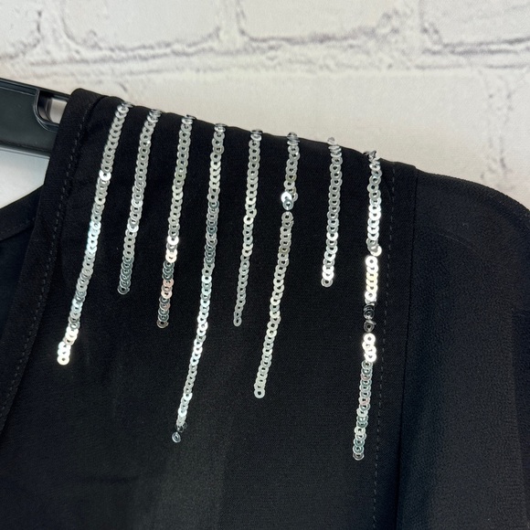 BloomChic Black Midi Dress with Silver Sequin Detail Plus Size 1X - Picture 4 of 7